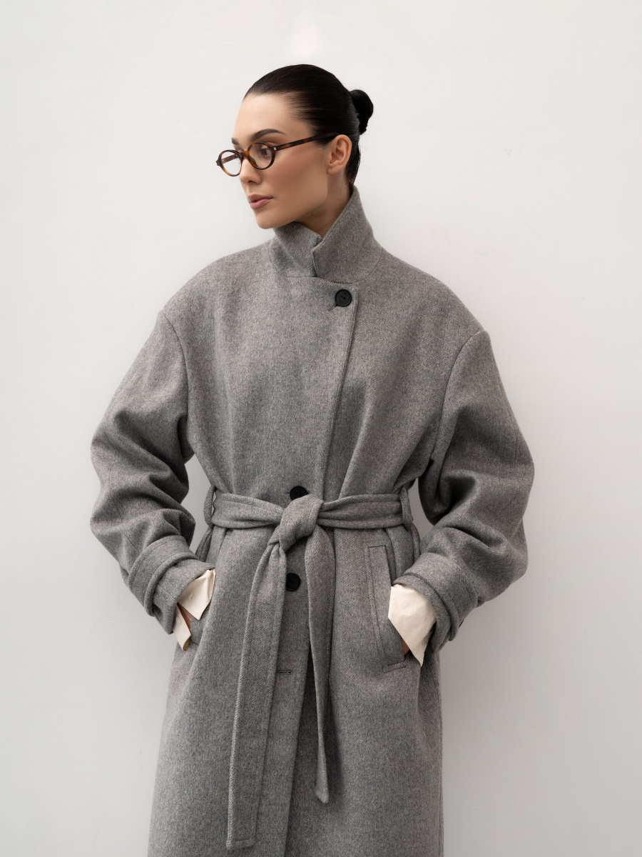 Пальто с поясом TRES, цвет: серый, НФ-00002719 купить онлайн