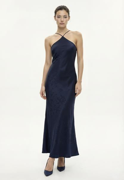 Платье с Х-образным вырезом из жатого сатина REFERT, цвет: темно-синий, 08-4225/1-2511 купить онлайн