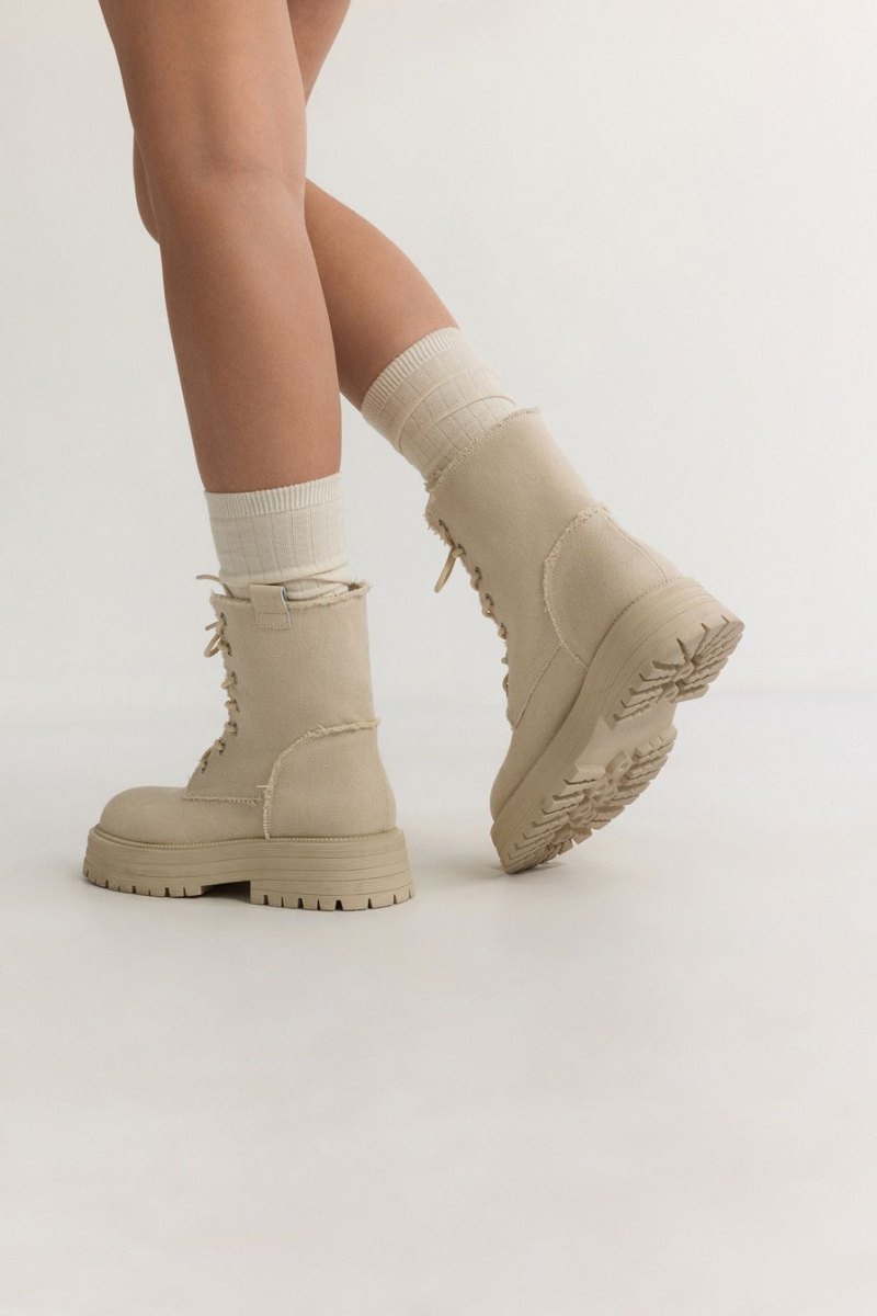 Высокие ботинки из канваса Lera Nena, цвет: бежевый с принтом LN.304.17879.111 купить онлайн
