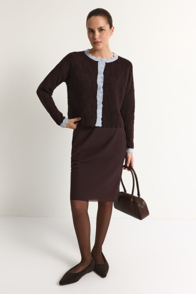 Кардиган с контрастной отделкой TOPTOP, цвет: коричневый, TT.051.17502.701 купить онлайн