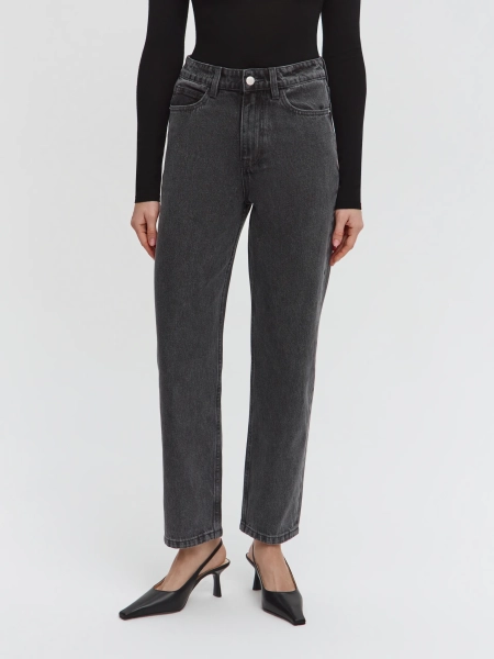 Джинсы с высокой посадкой ANNA PEKUN, цвет: серый,  купить онлайн