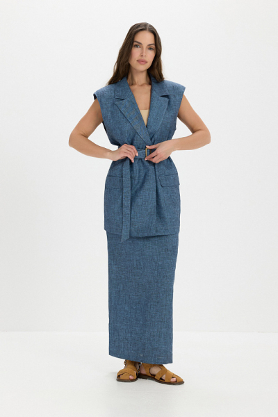 Юбка миди лен ABDA, цвет: мажорель, 212609703522 купить онлайн