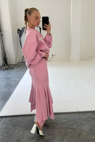 Юбка с клиньями из фактурного трикотажа LIGHT PINK Label .B, цвет: LIGHT PINK,  купить онлайн