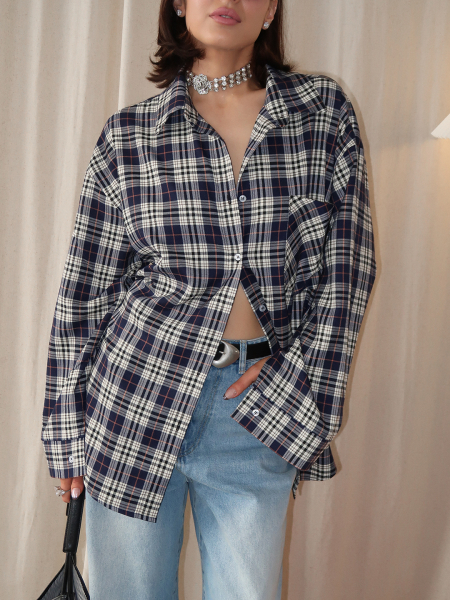 Рубашка в клетку MIARTLAND, цвет: темно-синий, НФ-00000865 купить онлайн