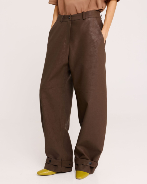 Брюки из экокожи BROWN