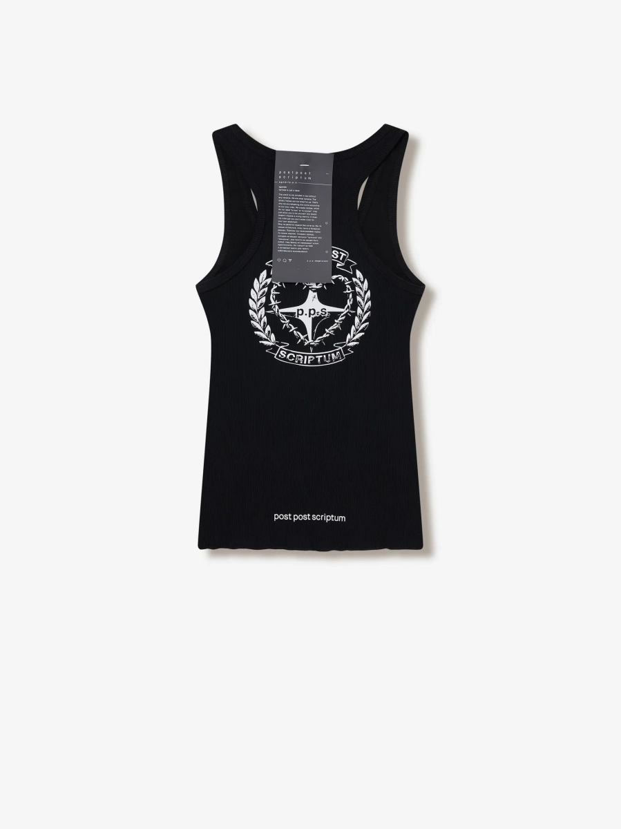 Хлопковая майка с принтом POST POST SCRIPTUM, цвет: Черный, 1107.000.00.02.001 купить онлайн