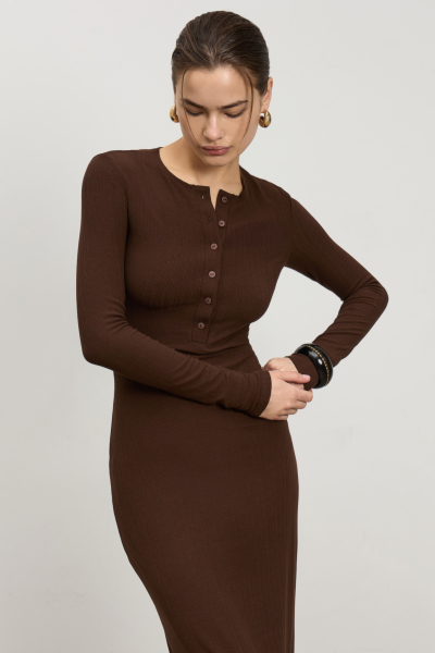 Платье с планкой из трикотажа Mollis, цвет: коричневый, 18-23-4186/1 купить онлайн