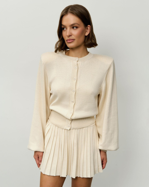 Вязаный костюм с короткой юбкой YONSRU, цвет: молочный, 829 купить онлайн