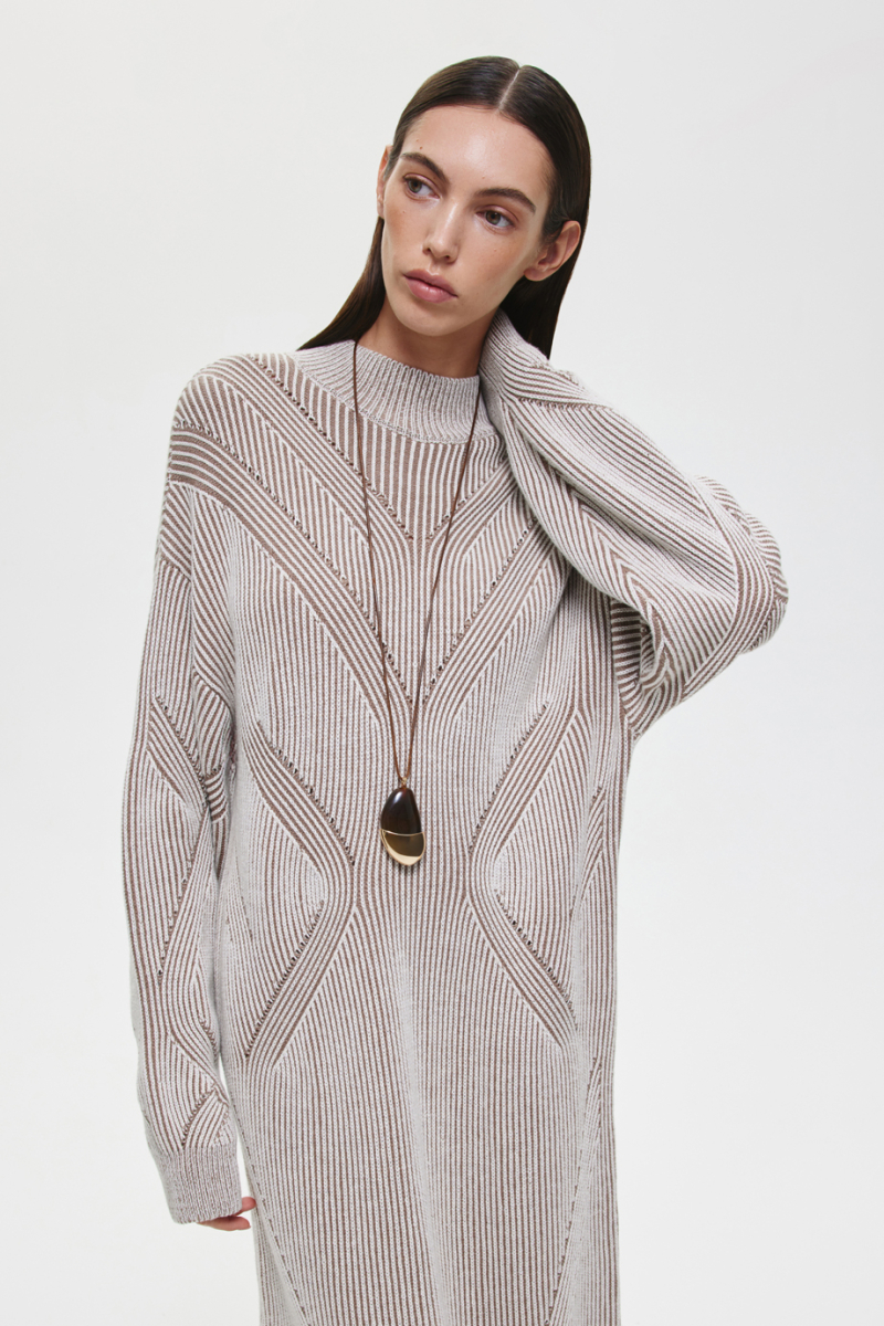 Вязаное платье DREAMS BY ALENA AKHMADULLINA, цвет: бежевый, 225104070304264/119000 купить онлайн