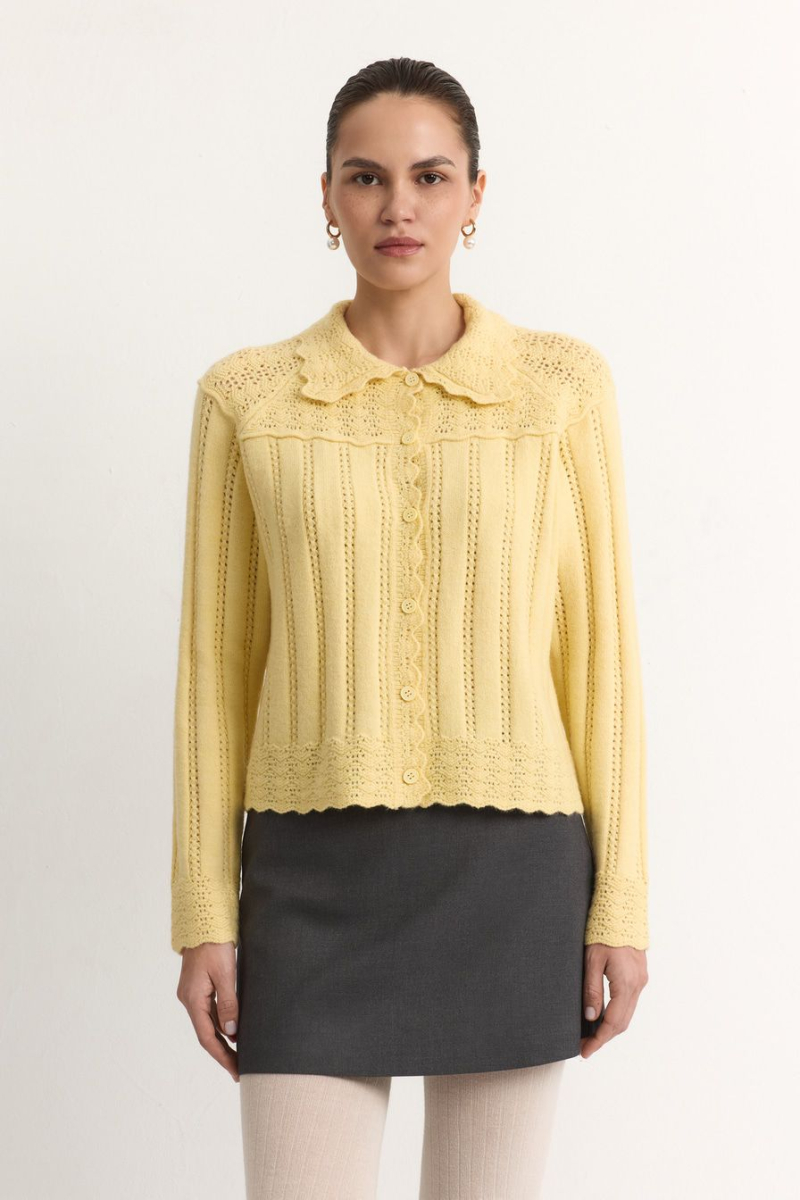 Кардиган с отложным воротником TOPTOP, цвет: Желтый, TT.051.18934.200 купить онлайн