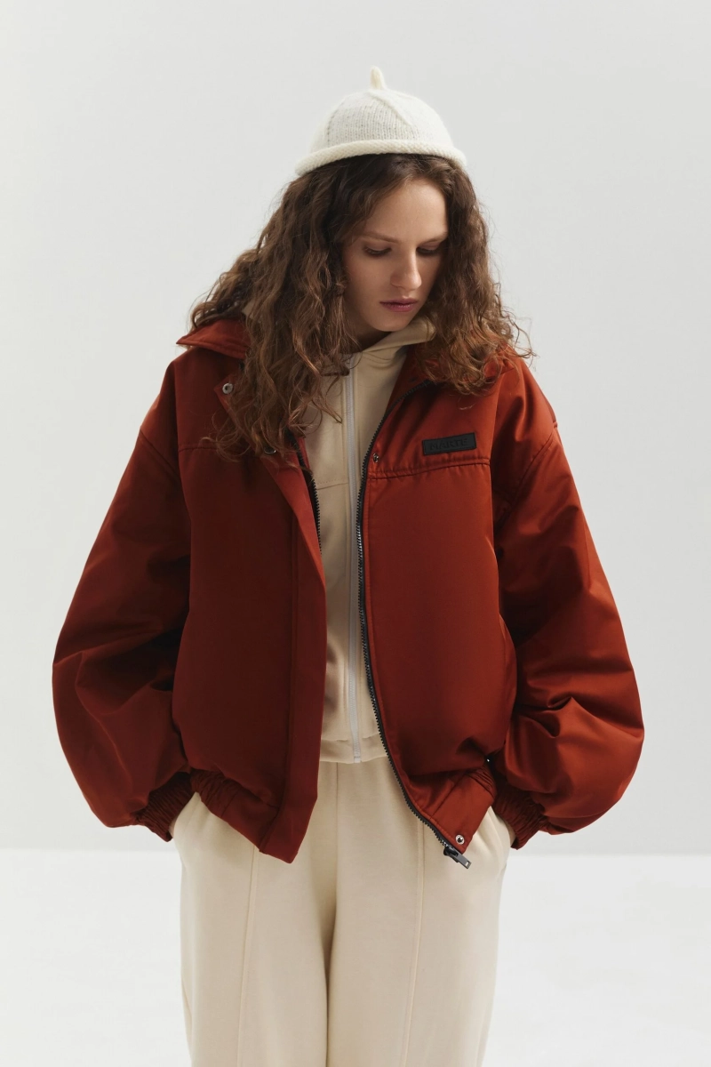 Бомбер укороченный marte, цвет: терракотовый,  купить онлайн