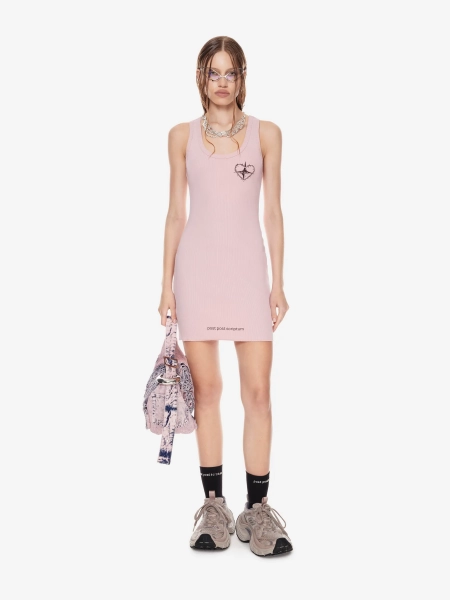 Платье в рубчик с принтом POST POST SCRIPTUM, цвет: пудровый розовый 1108.000.00.03.402 |трендовая новинка купить онлайн