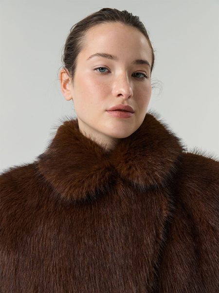 Экошуба укороченная с английским воротником Only me, цвет: рыжий с темными кончиками, ЭШ4580 купить онлайн