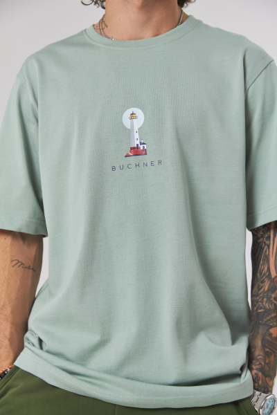 Футболка из хлопка Lighthouse BUCHNER, цвет: мята, TS0123008M купить онлайн