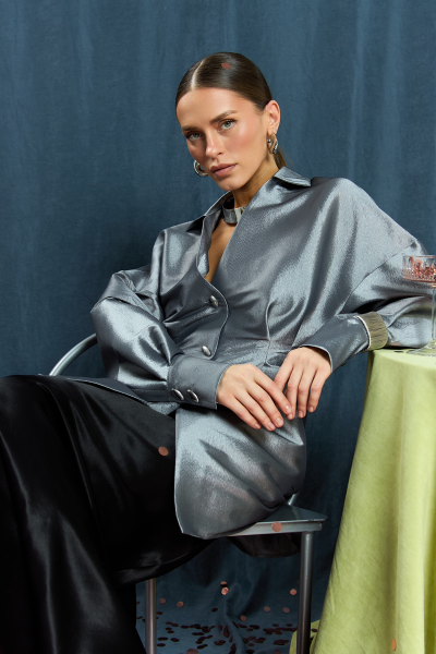 Блуза из тафты MIA AIM, цвет: металлик, MIA552 купить онлайн