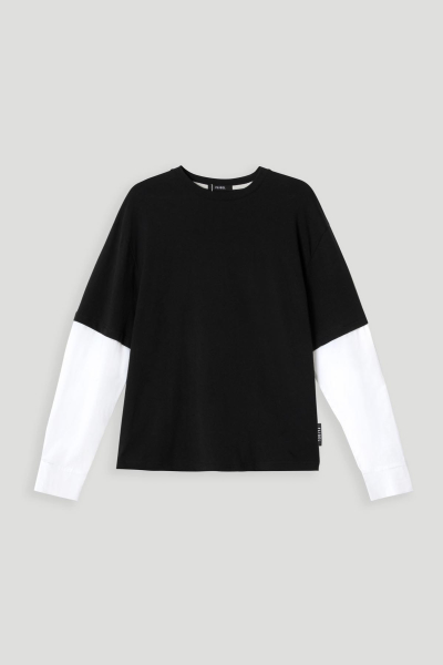 Футболка с рукавами рубашки FLIGEL, цвет: BLK/WHT, LSS.003.431 купить онлайн