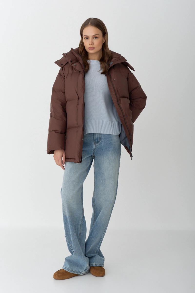 Куртка с наполнителем из пуха и пера Ricoco, цвет: Кофейный, 5008/3 купить онлайн