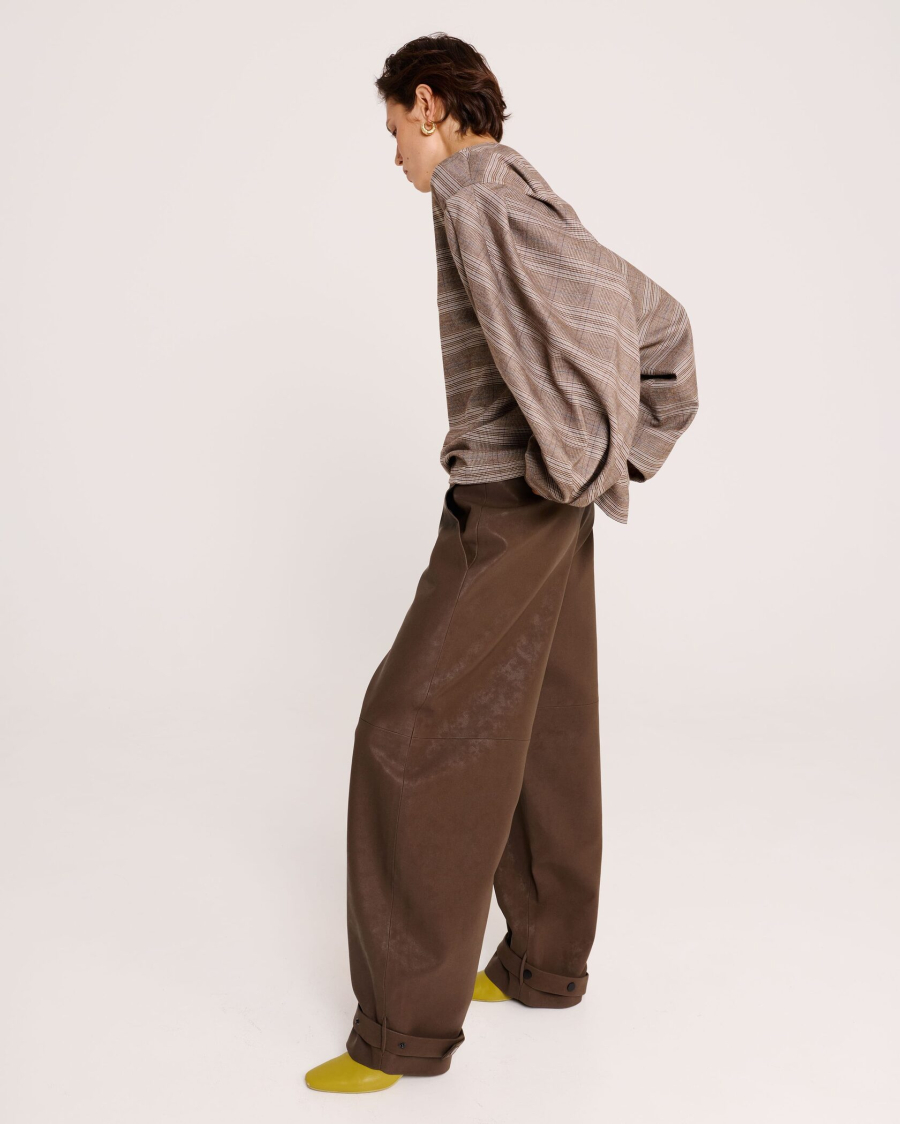 Блуза с объёмными рукавами в клетку Anmuse, цвет: разноцветный, BL25W196-DM-1 купить онлайн