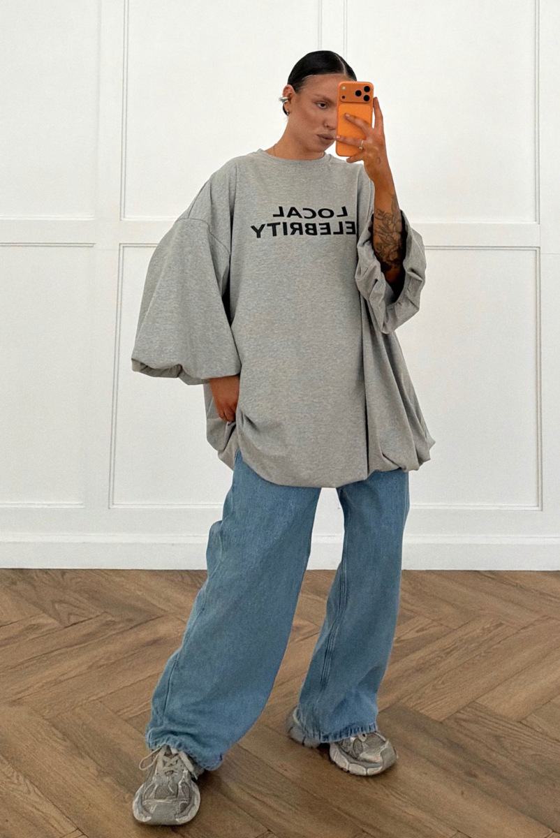 Футболка баллон Label .B, цвет: серый меланж,  купить онлайн