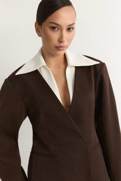 Жакет с контрастным воротником TOPTOP, цвет: коричневый, TT.060.19435.700 купить онлайн