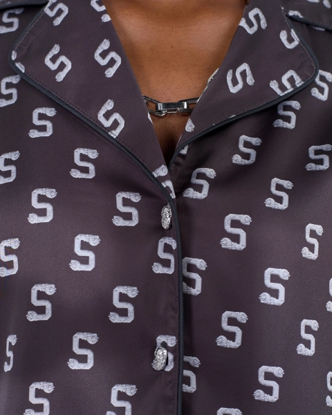 Рубашка МОНОГРАММА укороченная ASIA ST 71, цвет: Черный, Ast71.shirt-satin-crop-bl купить онлайн
