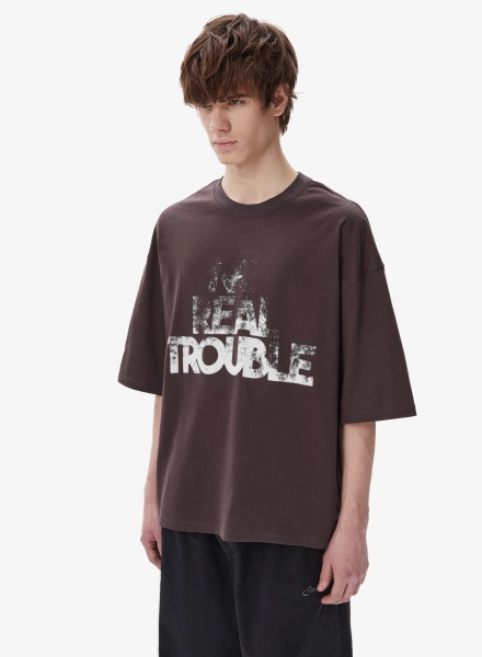 Футболка FABLE REAL TROUBLE FABLE, цвет: коричневый, TS-FBL-RLTRBL-BRWN купить онлайн