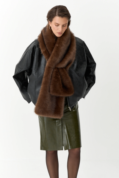 Шарф из экомеха с подкладом Ricoco, цвет: шоколадный 7004/1 купить онлайн