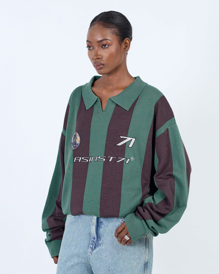 Поло KNIT JUVENTUS STRIPES GREEN ASIA ST 71, цвет: зеленый, Ast71.knit-polo-juventus-green купить онлайн