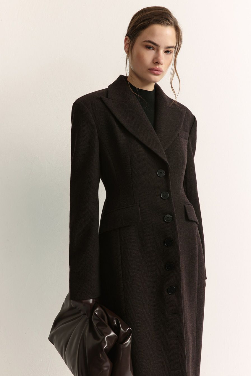 Пальто из смесовой шерсти TOPTOP, цвет: коричневый с принтом, TTS.041.18421.701 купить онлайн