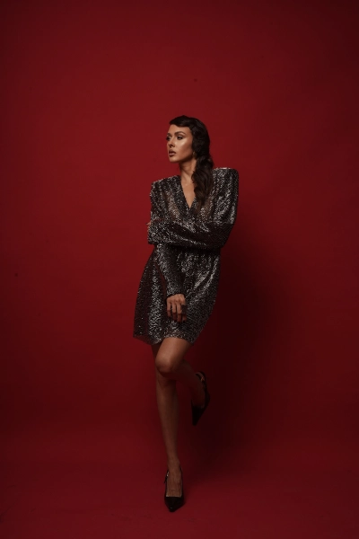 Платье мини с подплечниками DIVA WHO'S THE BOSS, цвет: GOLD, dr110DIVA купить онлайн