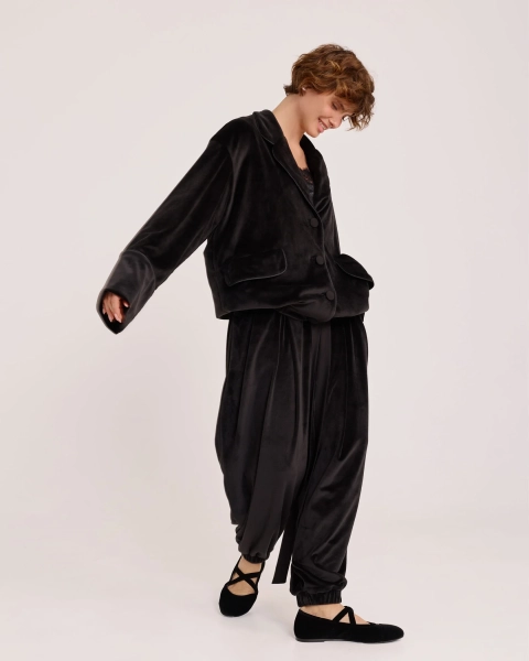 Жакет-бомбер из бархата BLACK Anmuse, цвет: Черный, JCK25W213-BLC купить онлайн