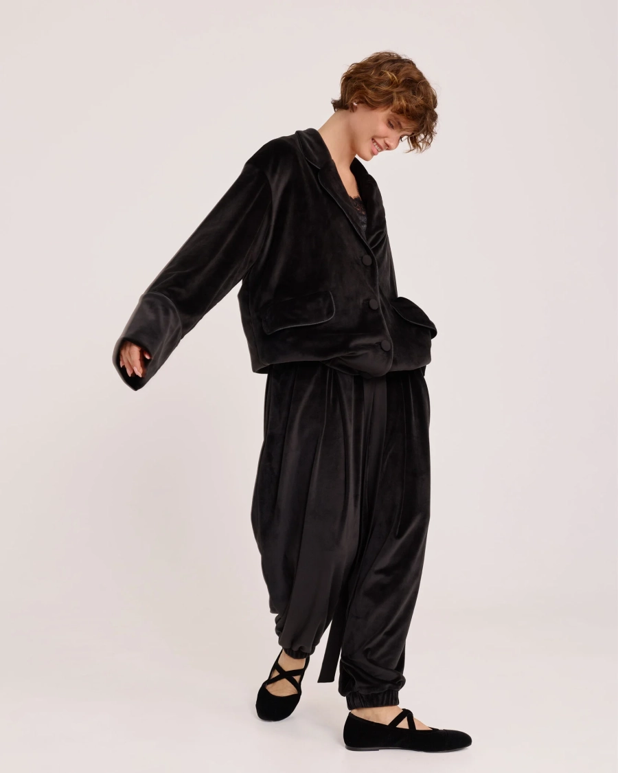 Жакет-бомбер из бархата BLACK Anmuse, цвет: Черный, JCK25W213-BLC купить онлайн