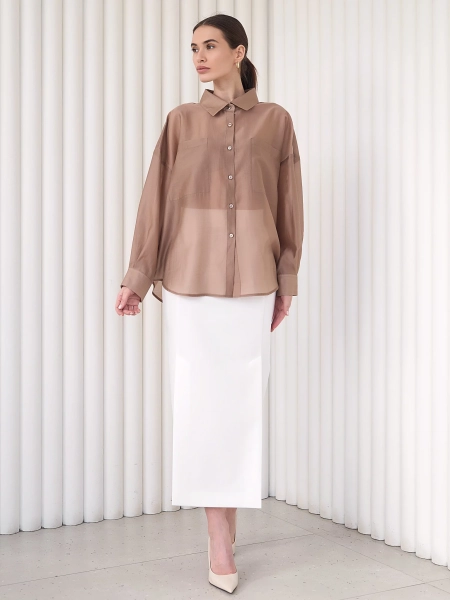 Блуза-рубашка воздушная I.B.W., цвет: карамель, BL030 купить онлайн
