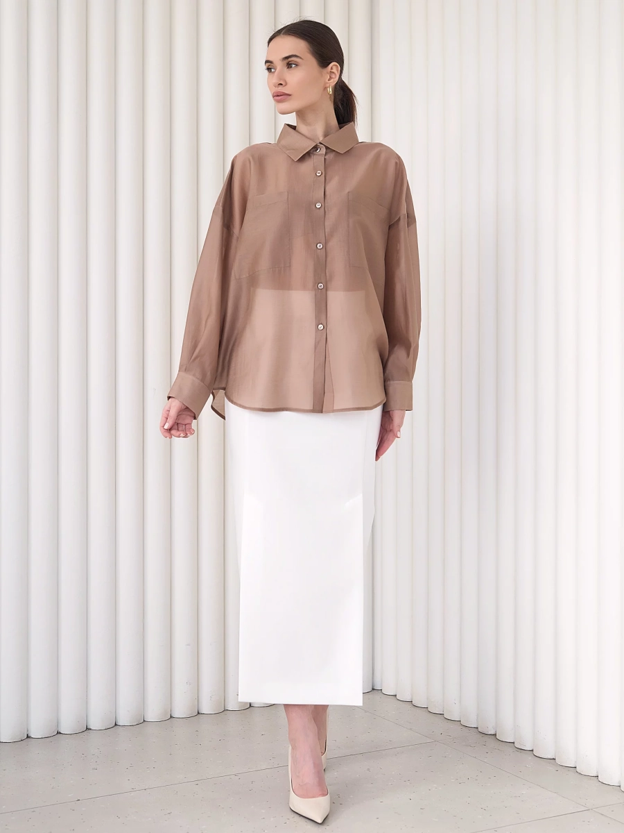 Блуза-рубашка воздушная I.B.W., цвет: карамель, BL030 купить онлайн