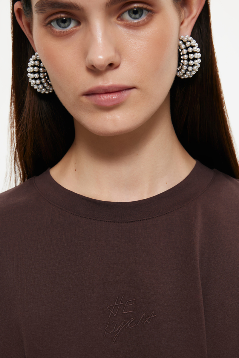 Футболка со шнуровкой DREAMS BY ALENA AKHMADULLINA, цвет: коричневый, 225103120404464/408000 купить онлайн