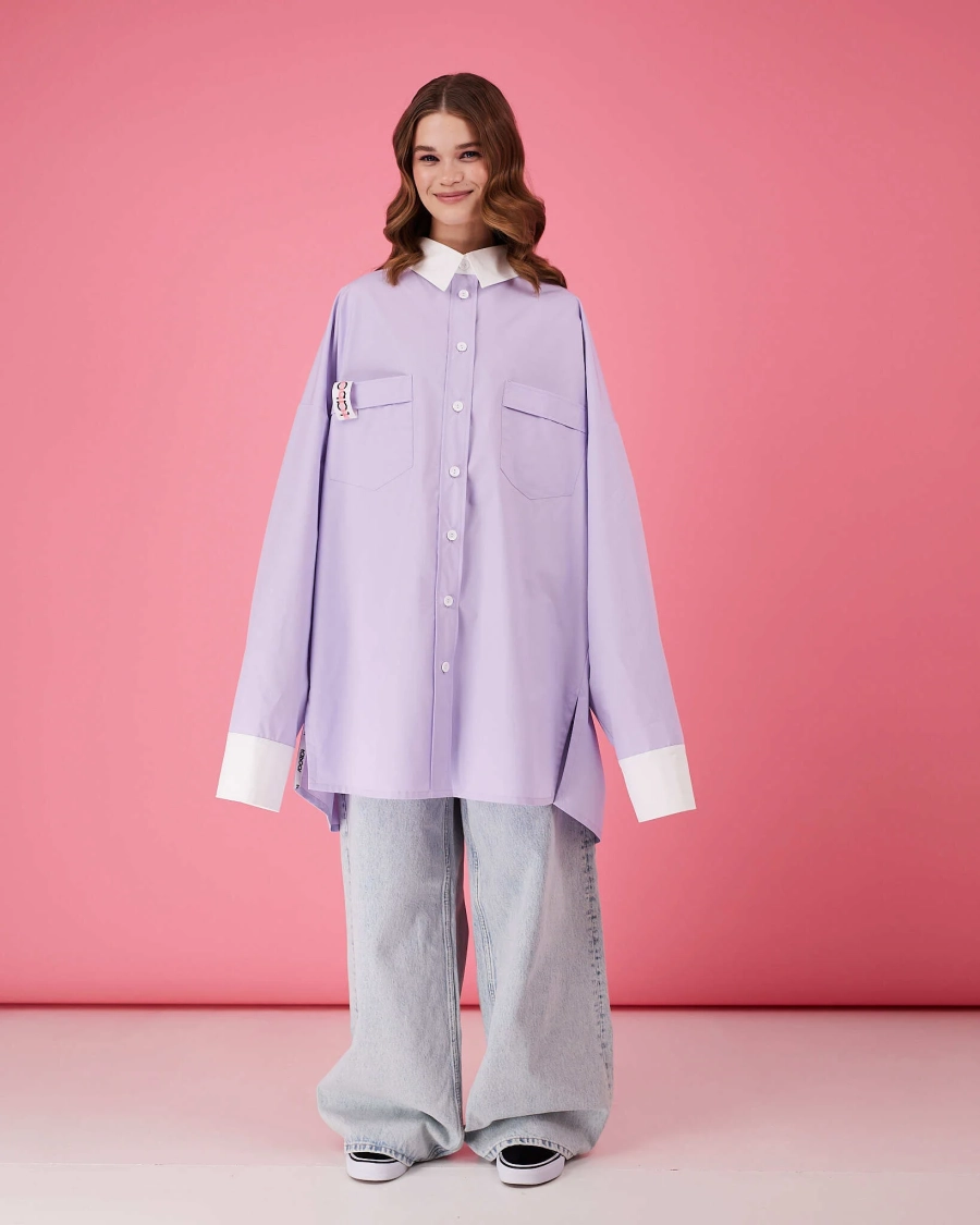 Рубашка макси оверсайз #22 TABOO, цвет: лаванда, Rub22 купить онлайн