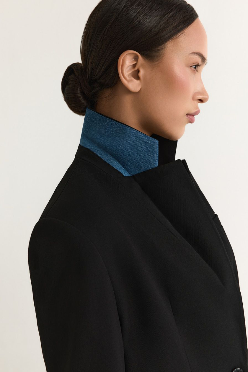 Жакет с вставками из денима TOPTOP, цвет: Черный, TT.060.18807.900 купить онлайн