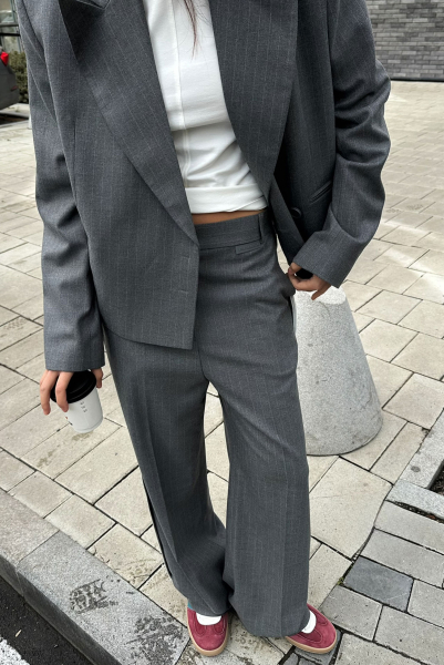 Брюки прямые с лампасами в полоску GREY Label .B, цвет: grey,  купить онлайн