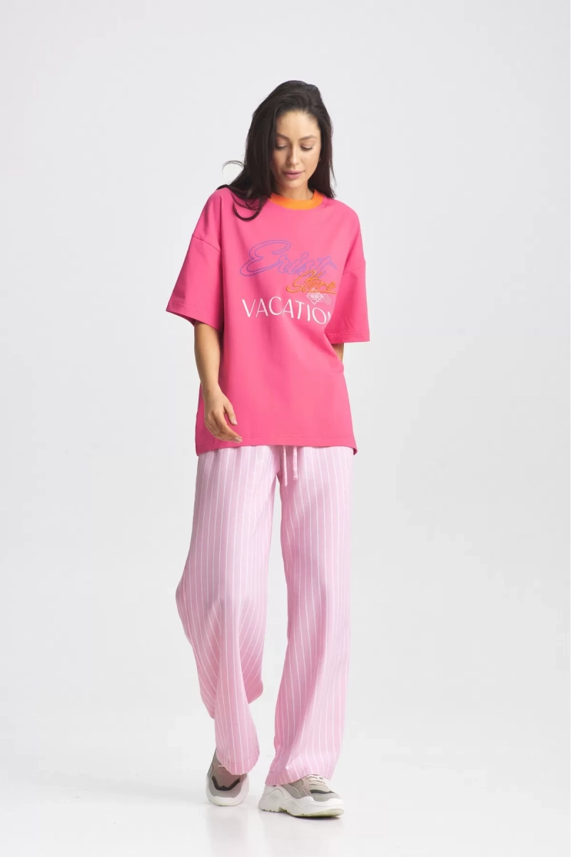 Футболка с контрастным воротом Bright Pink Erist store, цвет: розовый НФ-00002131 |новая коллекция купить онлайн