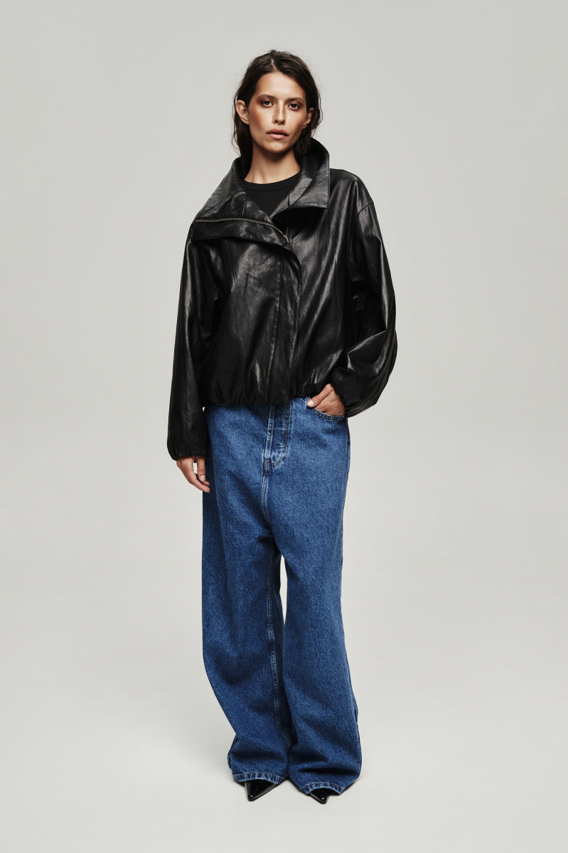 Куртка с высоким горлом из экокожи Label .B, цвет: Черный, Jc.53.5.CH.BLC купить онлайн