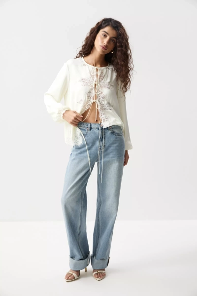 Джинсы с необработанным низом Charmstore, цвет: винтажный голубой, 401-375101-682 купить онлайн