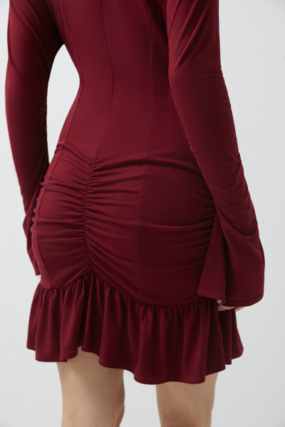 Платье мини со сборками Charmstore, цвет: Бордовый, 207-30365-442 со скидкой купить онлайн