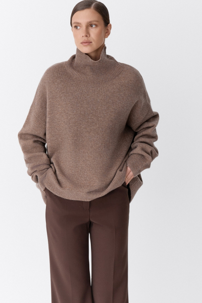 Свитер с шерстью оверсайз Ricoco, цвет: Кофейный, 7014/4 купить онлайн