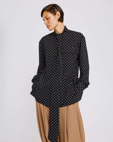 Блуза с шарфом в горох