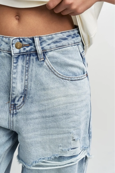 Джинсы свободные с имитацией разрезов Erist store, цвет: голубой, НФ-00003368 купить онлайн