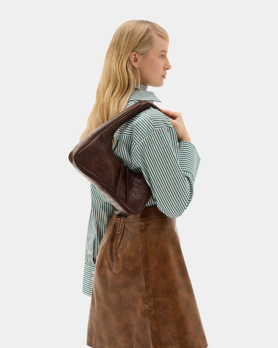 Сумка с фигурным дном Arny Praht, цвет: коричневый крокодил  купить онлайн