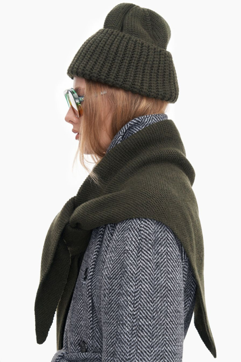 Косынка из смесовой шерсти мериноса TOPTOP, цвет: хаки TT.604.15131.510 купить онлайн