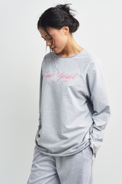 Лонгслив с вышивкой Erist store, цвет: серый, НФ-00003347 купить онлайн