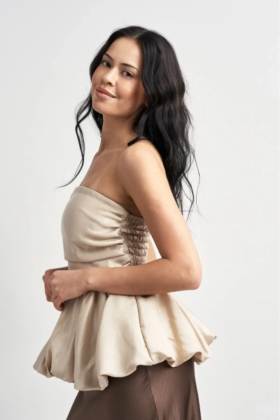 Топ-корсет с баской из органзы Erist store, цвет: золотой, НФ-00003520 купить онлайн