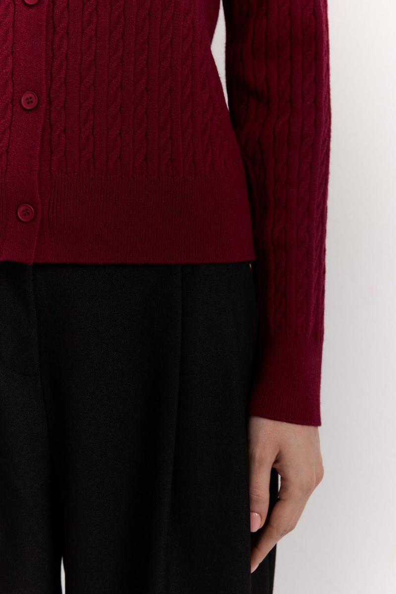 Кардиган из смесовой вискозы TOPTOP, цвет: Бордовый, TT.051.17723.330 купить онлайн
